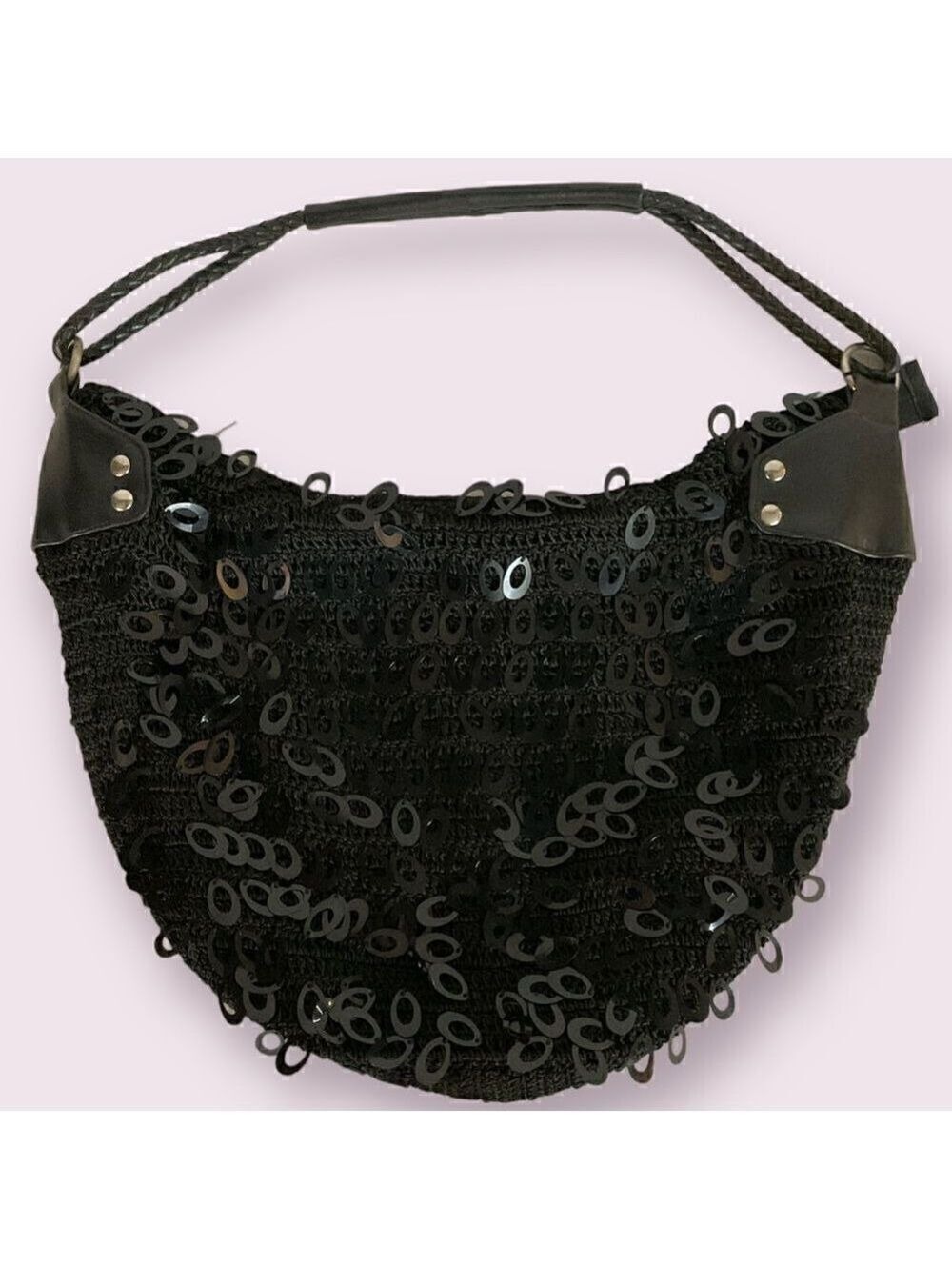 Rayon Shoulder Bag with Decorative Sequins